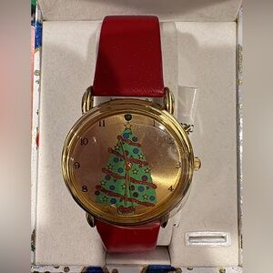 Christmas Tree Gold and Red Women's Watch
